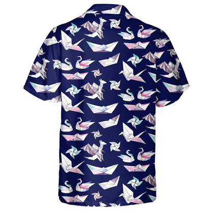 Hand Drawn Origami Cranes And Dragons Hawaiian Shirt, Hawaiian For Gift