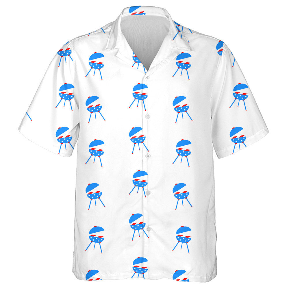 Barbecue For Independence Day Of America On White Background Hawaiian Shirt, Hawaiian Shirt Gift, Christmas Gift