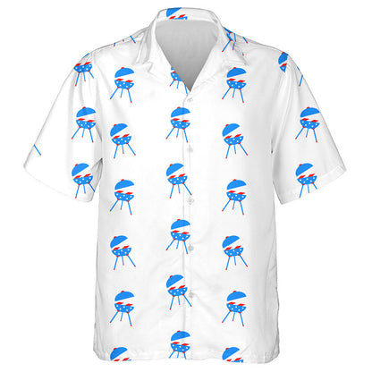 Barbecue For Independence Day Of America On White Background Hawaiian Shirt, Hawaiian Shirt Gift, Christmas Gift