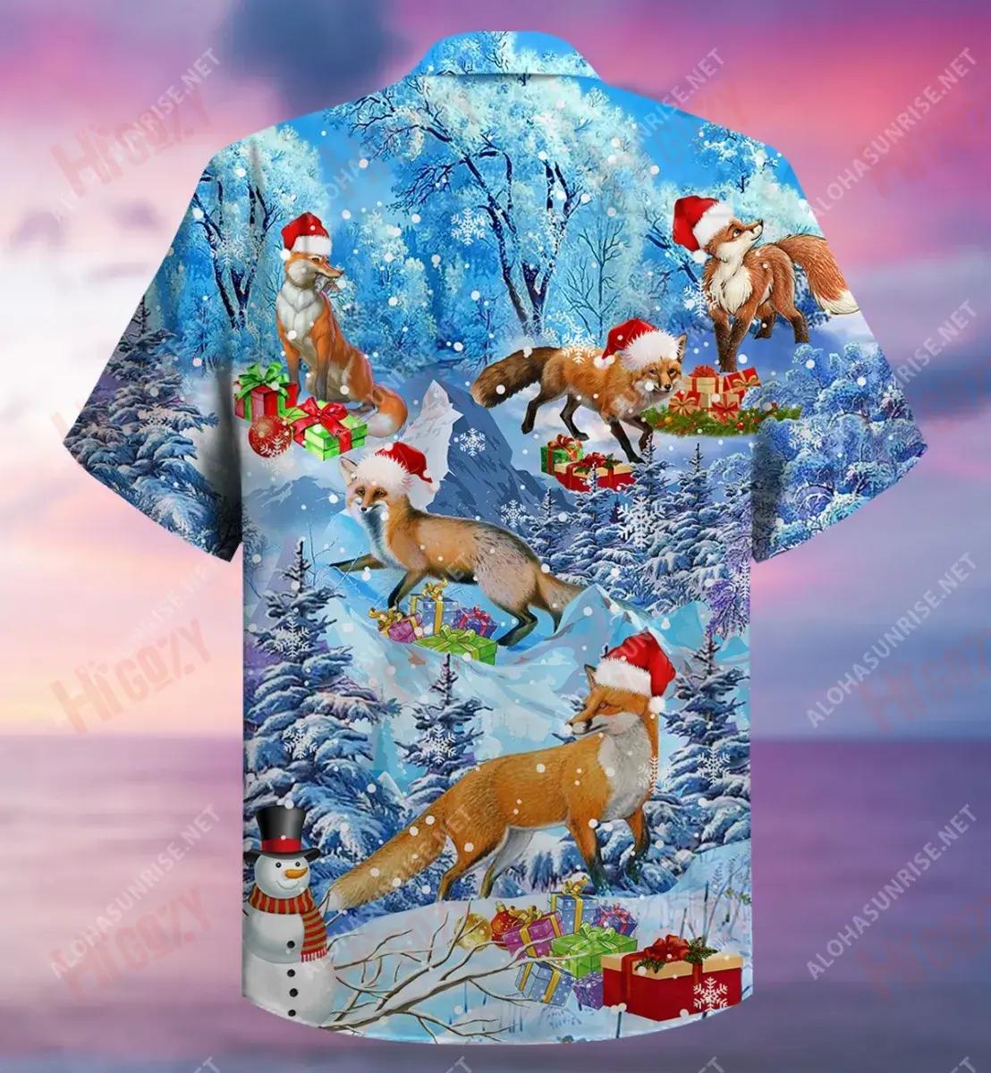 Merry Christmas Fox Short Hawaiian Shirt Hobbies Aloha Shirt Tactical Hawaiian Shirt Hawaiian Shirt Pattern, Hawaiian Shirt Gift, Christmas Gift