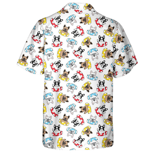 Bulldog Swimming Ring Dot Pool Christmas Cartoon Hawaiian Shirt, Hawaiian Shirt Gift, Christmas Gift