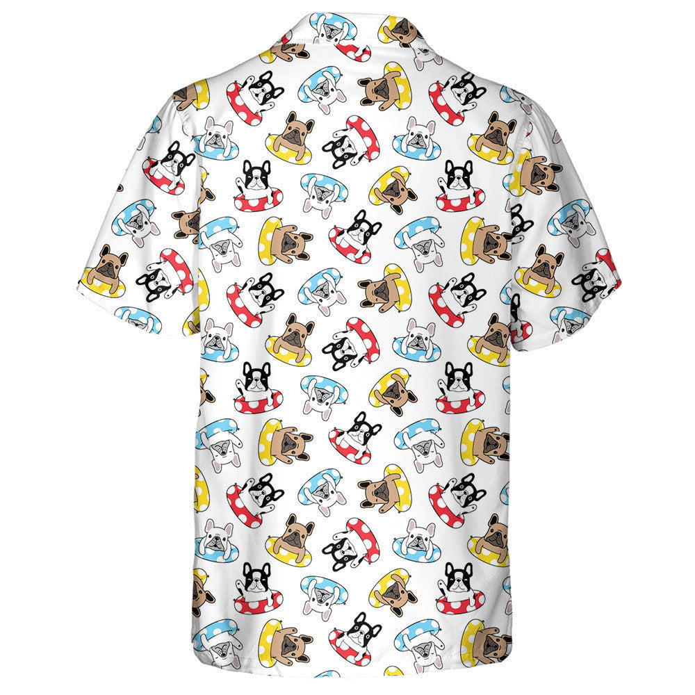 Bulldog Swimming Ring Dot Pool Christmas Cartoon Hawaiian Shirt, Hawaiian Shirt Gift, Christmas Gift