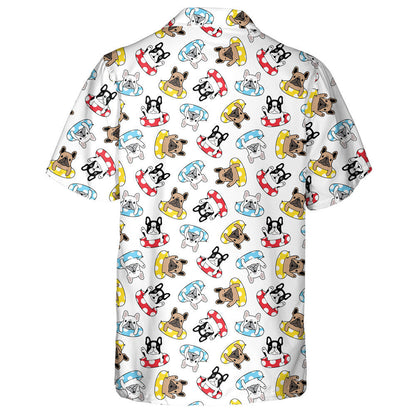Bulldog Swimming Ring Dot Pool Christmas Cartoon Hawaiian Shirt, Hawaiian Shirt Gift, Christmas Gift