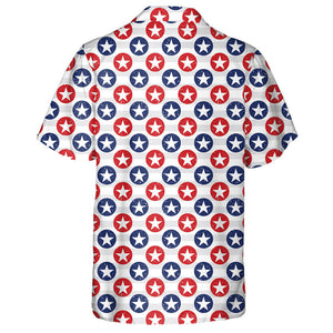 Grunge Style American Stars Circle Pattern Hawaiian Shirt,Hawaiian Shirt Gift, Christmas Gift