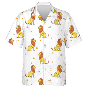 Yellow Lion With Brown Mane On White Background Hawaiian Shirt, Hawaiian Shirt Gift, Christmas Gift