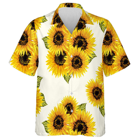 Bunches Of Sunflowers In Watercolor Style Pattern Hawaiian Shirt, Hawaiian For Gift