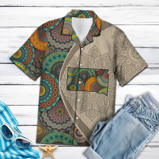 South Dakota Mandala Vintage Style Hawaiian Shirt,Hawaiian Shirt Gift, Christmas Gift