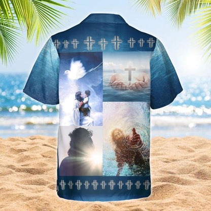 Jesus Saved Me On Dark Blue Design Hawaiian Shirt, Hawaiian Shirt Gift, Christmas Gift