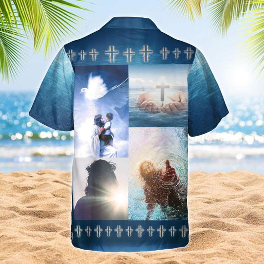 Jesus Saved Me On Dark Blue Design Hawaiian Shirt, Hawaiian Shirt Gift, Christmas Gift