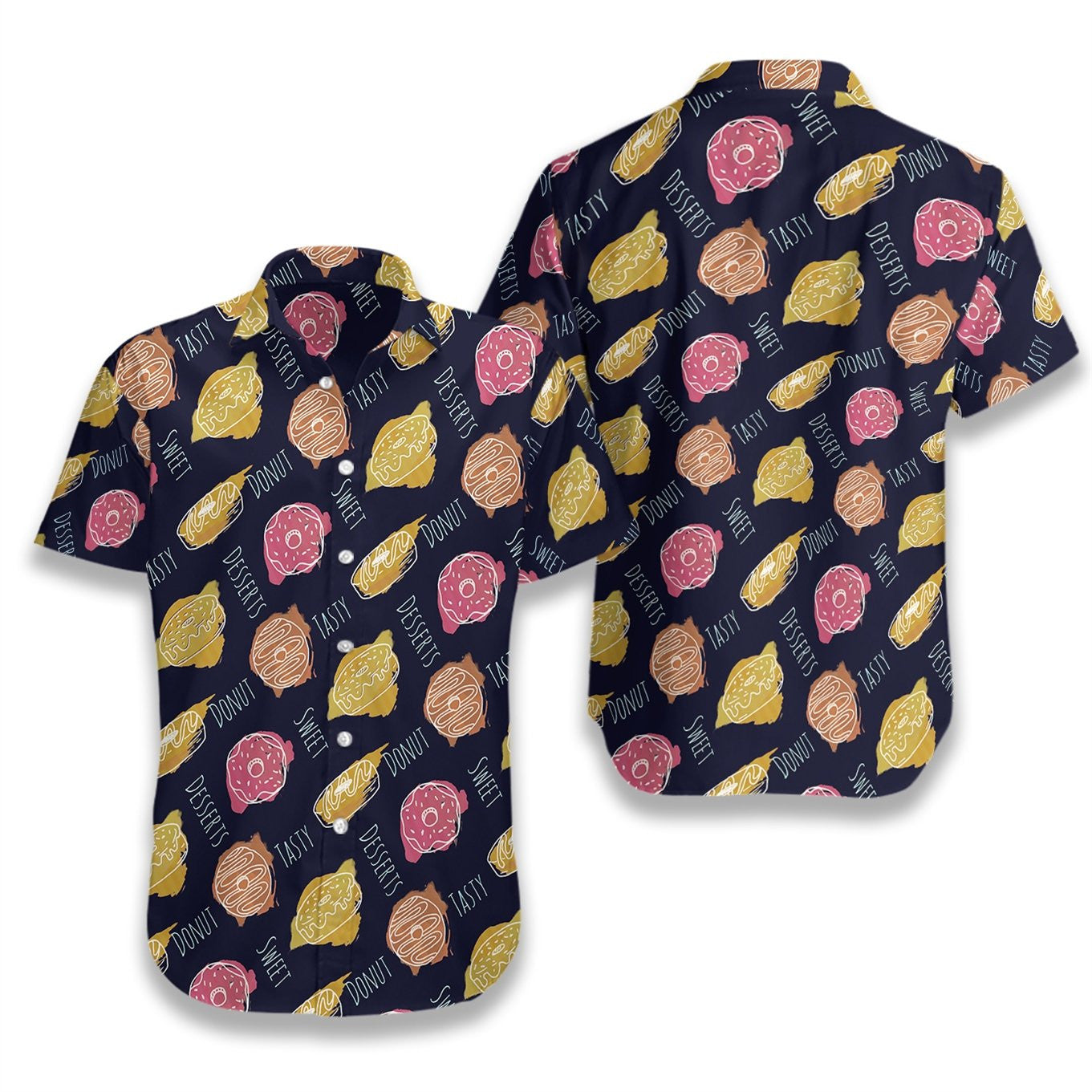 Pink And Yellow Donut Tasty Sweet Pattern Hawaiian Shirt, Hawaiian Shirt Gift, Christmas Gift