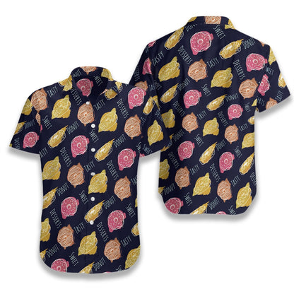 Pink And Yellow Donut Tasty Sweet Pattern Hawaiian Shirt, Hawaiian Shirt Gift, Christmas Gift