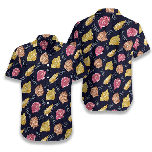 Pink And Yellow Donut Tasty Sweet Pattern Hawaiian Shirt, Hawaiian Shirt Gift, Christmas Gift