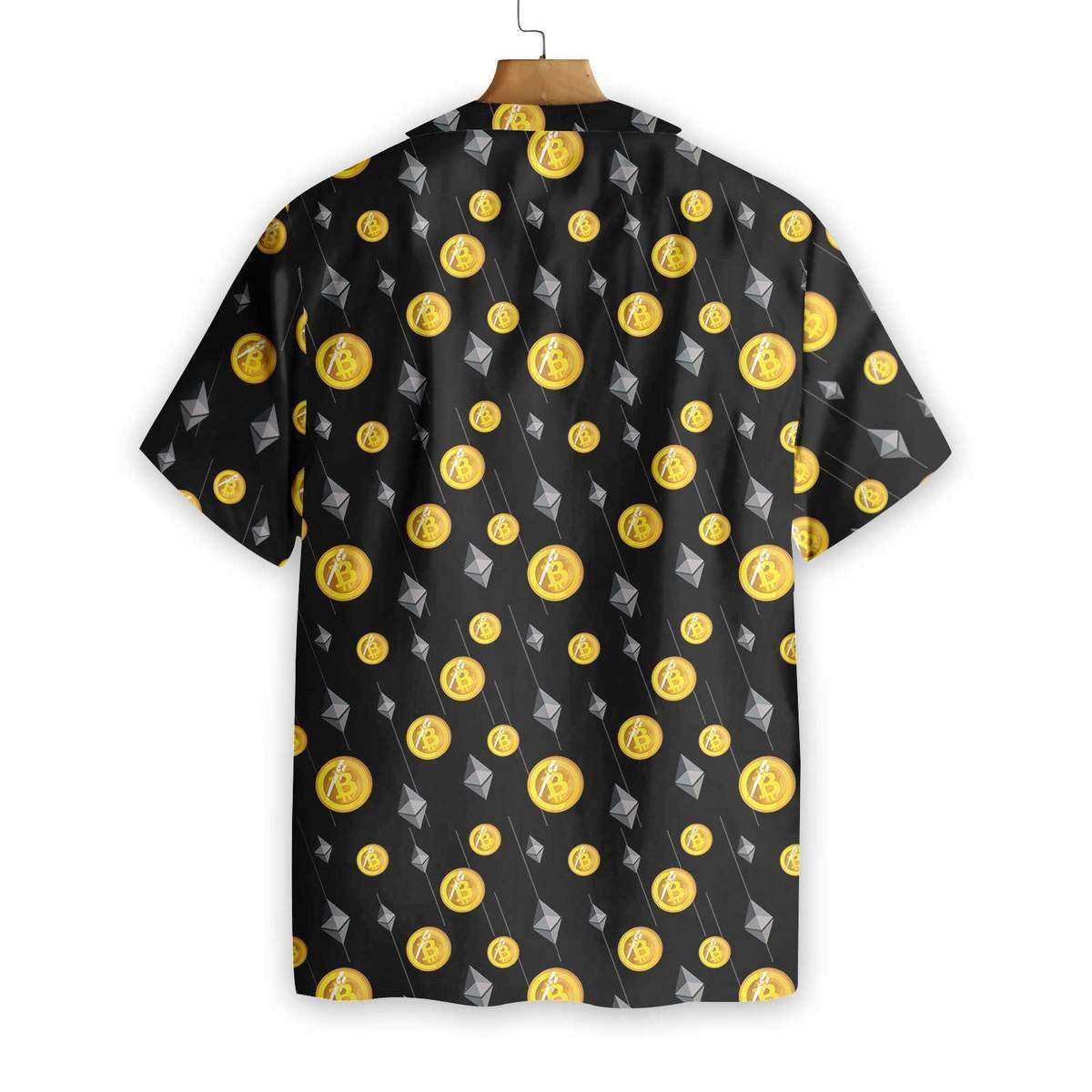 Cryptocurrency Bitcoin And Ethereum Pattern Hawaiian Shirt,Hawaiian Shirt Gift, Christmas Gift