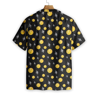 Cryptocurrency Bitcoin And Ethereum Pattern Hawaiian Shirt,Hawaiian Shirt Gift, Christmas Gift