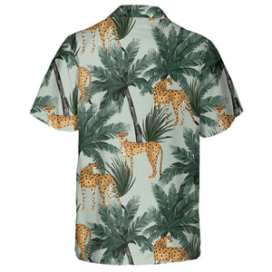 Wild African Jungle Summer Palm Trees And Leopards Hawaiian Shirt, Hawaiian Shirt Gift, Christmas Gift