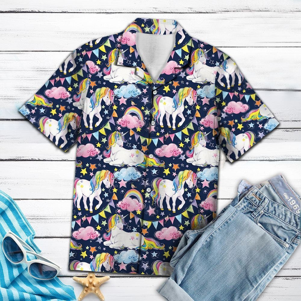 Dreamy Life With Unicorn Rainbow And Twinkle Stars Hawaiian Shirt, Hawaiian Shirt Gift, Christmas Gift