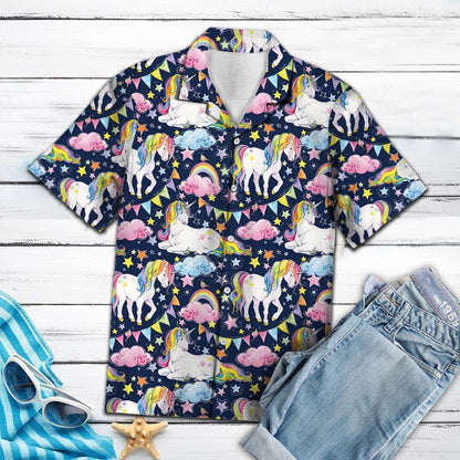 Dreamy Life With Unicorn Rainbow And Twinkle Stars Hawaiian Shirt, Hawaiian Shirt Gift, Christmas Gift