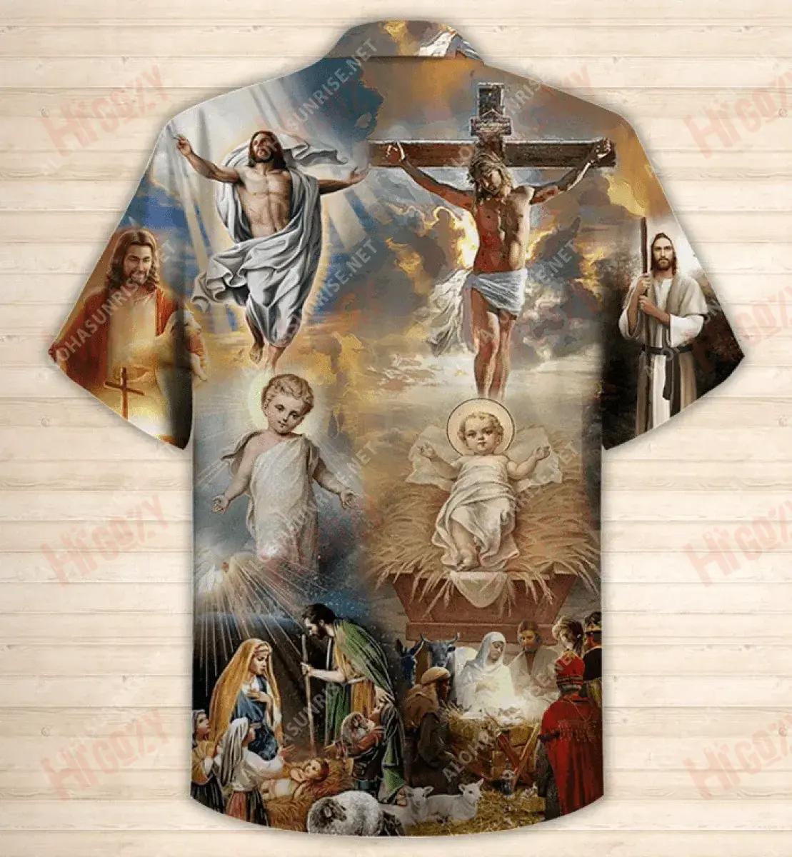 The Life Of Jesus Short Short Sleeve Shirt Summer Hawaiian T Shirts Custom Hawaiian Shirts Hawaiian Shirt Pattern, Hawaiian Shirt Gift, Christmas Gift