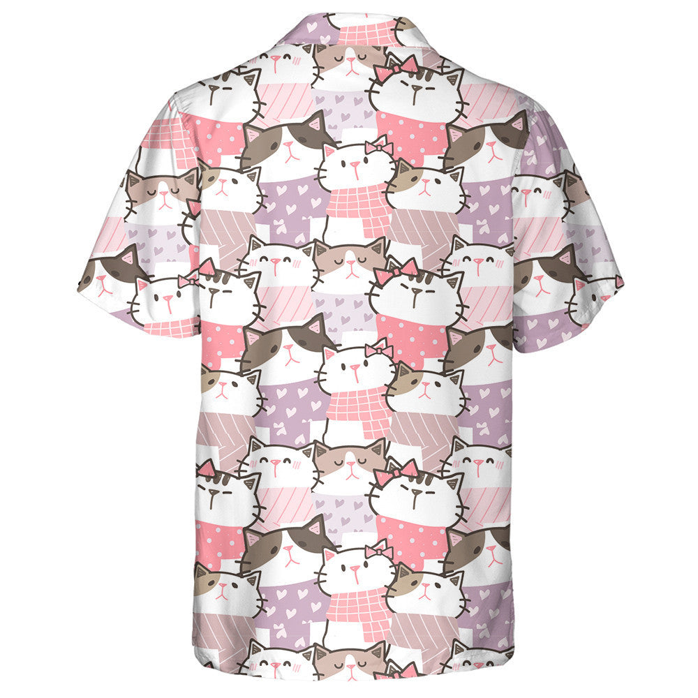 Cat Pet Close Eyes In Cartoon Style Hawaiian Shirt, Hawaiian Shirt Gift, Christmas Gift