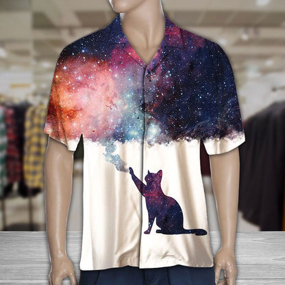 Awesome Cat Dream About Galaxy Space Themed Pattern Hawaiian Shirt, Hawaiian Shirt Gift, Christmas Gift