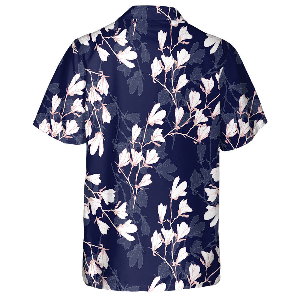 Watercolor Romantic Violet Flower And Leaves On White Design Hawaiian Shirt, Hawaiian Shirt Gift, Christmas Gift
