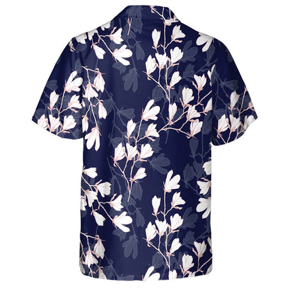 Watercolor Romantic Violet Flower And Leaves On White Design Hawaiian Shirt, Hawaiian Shirt Gift, Christmas Gift