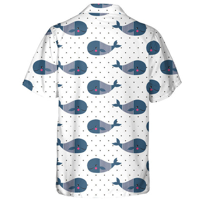 Cute Cartoon Baby Dolphin On Spotted Background Design Hawaiian Shirt, Hawaiian Shirt Gift, Christmas Gift