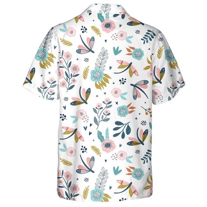 Bright Flying Dragonfly Insects And Flowers Hawaiian Shirt, Hawaiian For Gift