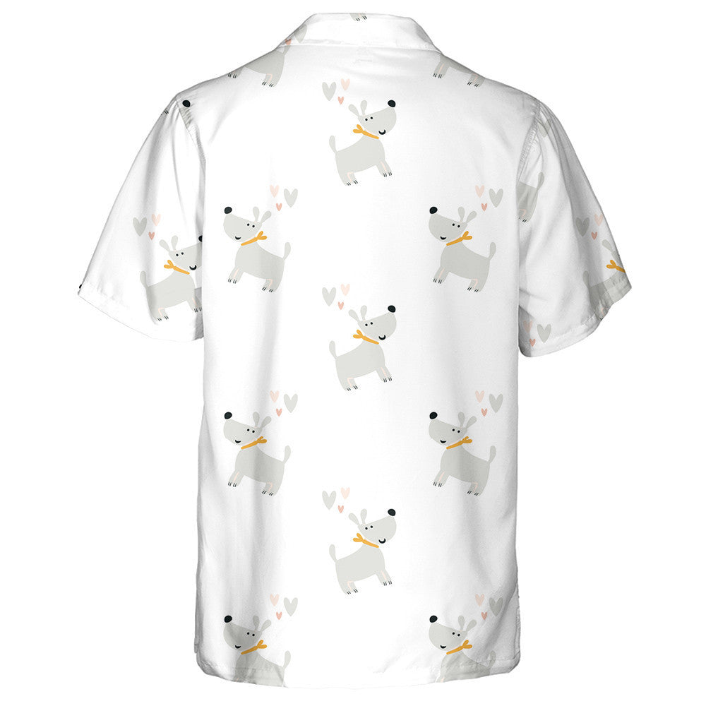 Cartoon Hand Drawn Loving Dogs Isolated Background Hawaiian Shirt, Hawaiian Shirt Gift, Christmas Gift