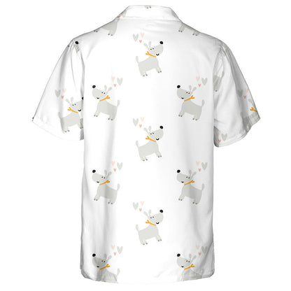 Cartoon Hand Drawn Loving Dogs Isolated Background Hawaiian Shirt, Hawaiian Shirt Gift, Christmas Gift