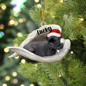 Custom Boxer Sleeping Angel Christmas Flat Acrylic Dog Ornament Memorial Dog Gift,Christmas Gift,Christmas Decoration