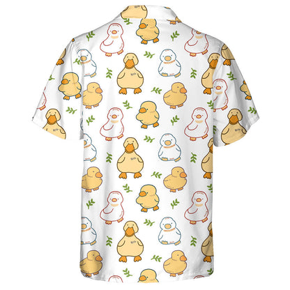Hand Drawn Ducks And Flowers Ornament Hawaiian Shirt, Hawaiian For Gift