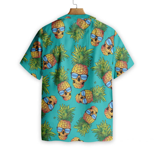 Pineapple Skull And The Tropical Leaves Design Hawaiian Shirt,Hawaiian Shirt Gift, Christmas Gift