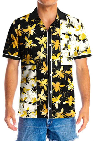 Animal World Trendy Geometric Bee Hawaiian Shirt, Hawaiian For Gift