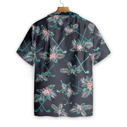 Green Golf Clubs Tropical Florals Themed Design Hawaiian Shirt, Hawaiian Shirt Gift, Christmas Gift