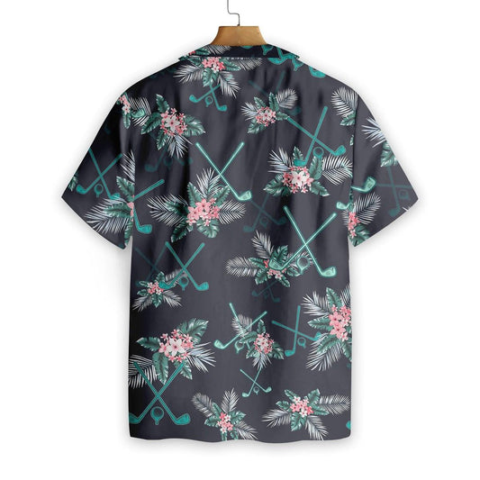 Green Golf Clubs Tropical Florals Themed Design Hawaiian Shirt, Hawaiian Shirt Gift, Christmas Gift