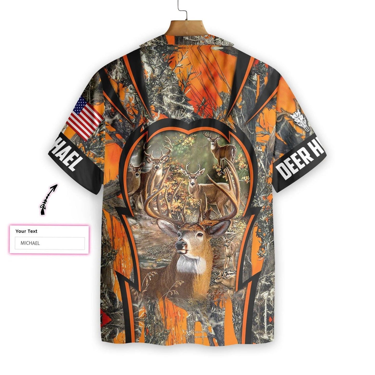 Camo Deer Hunting In Forest Custom Name Hawaiian Shirt, Hawaiian Shirt Gift, Christmas Gift