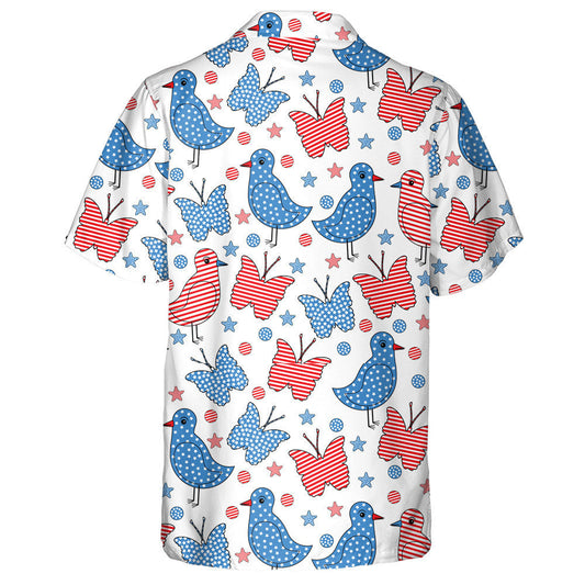 Adult Birds And Butterflies In The Style Of American Flag Hawaiian Shirt, Hawaiian Shirt Gift, Christmas Gift