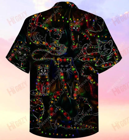 My Favorite Color Is Christmas Lights Cat Short Hawaiian Shirt Ocean Aloha Shirt Best Hawaiian Shirts Hawaiian Shirts For Men, Hawaiian Shirt Gift, Christmas Gift