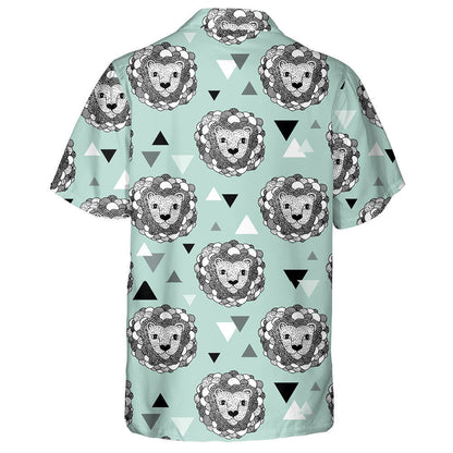 Geometric Jungle Animal Doodle Sketch Illustration Lion Hawaiian Shirt, Hawaiian Shirt Gift, Christmas Gift