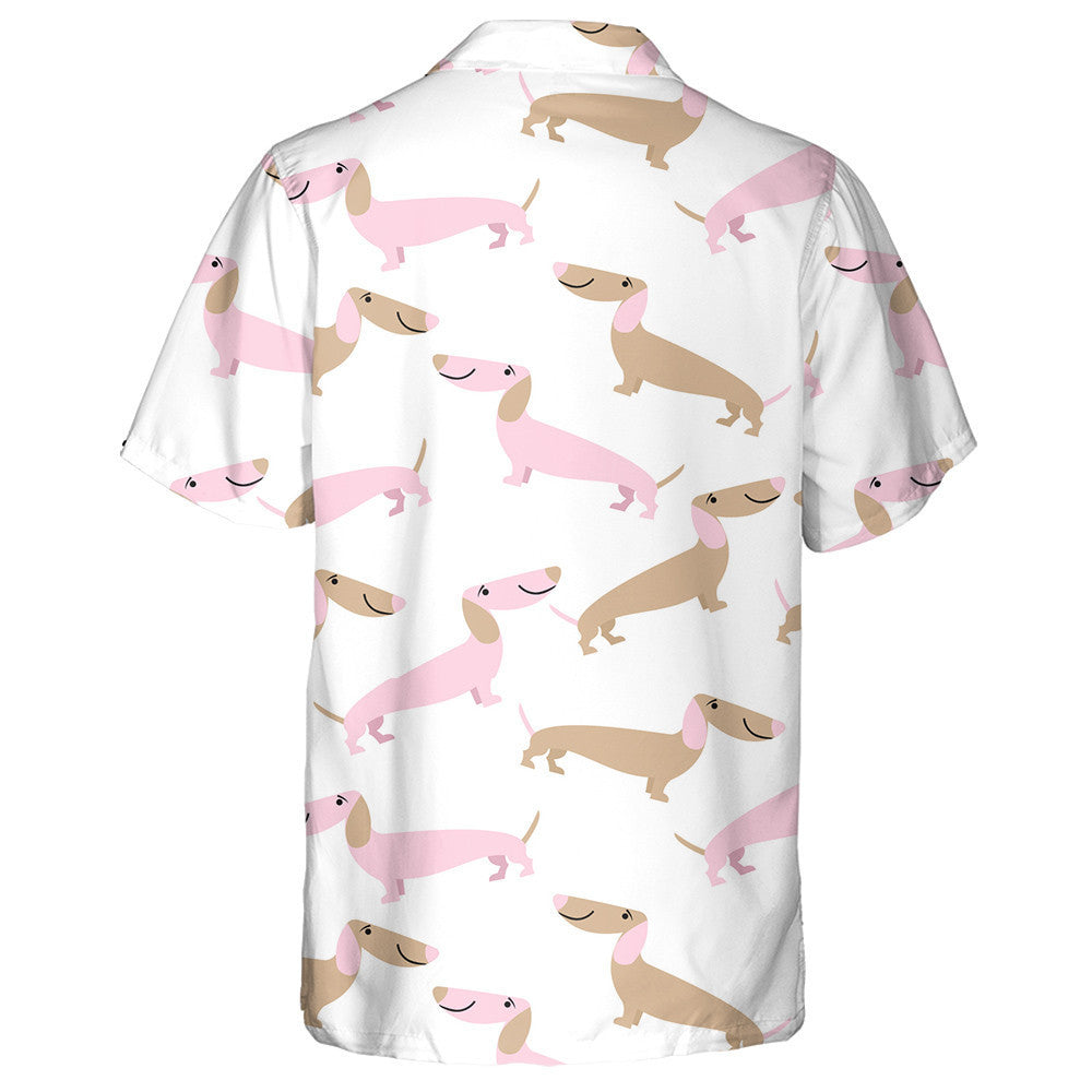 Love Day Pink And Brown Dachshund Hawaiian Shirt, Hawaiian For Gift