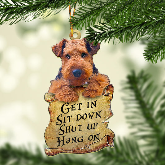 Airedale Terrier get in two sided ornament, Christmas Gift, Christmas Decoration