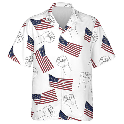 Proud Flag Of America And Sketch Hand Pattern Hawaiian Shirt, Hawaiian Shirt Gift, Christmas Gift