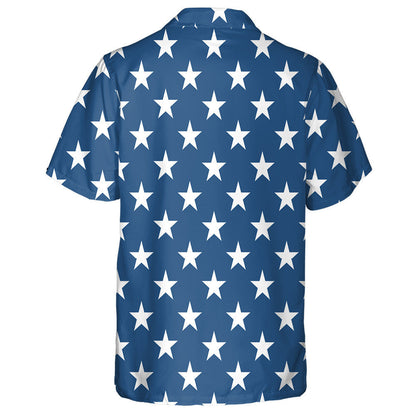 Navy Blue And White United States Stars Pattern Hawaiian Shirt, Hawaiian Shirt Gift, Christmas Gift