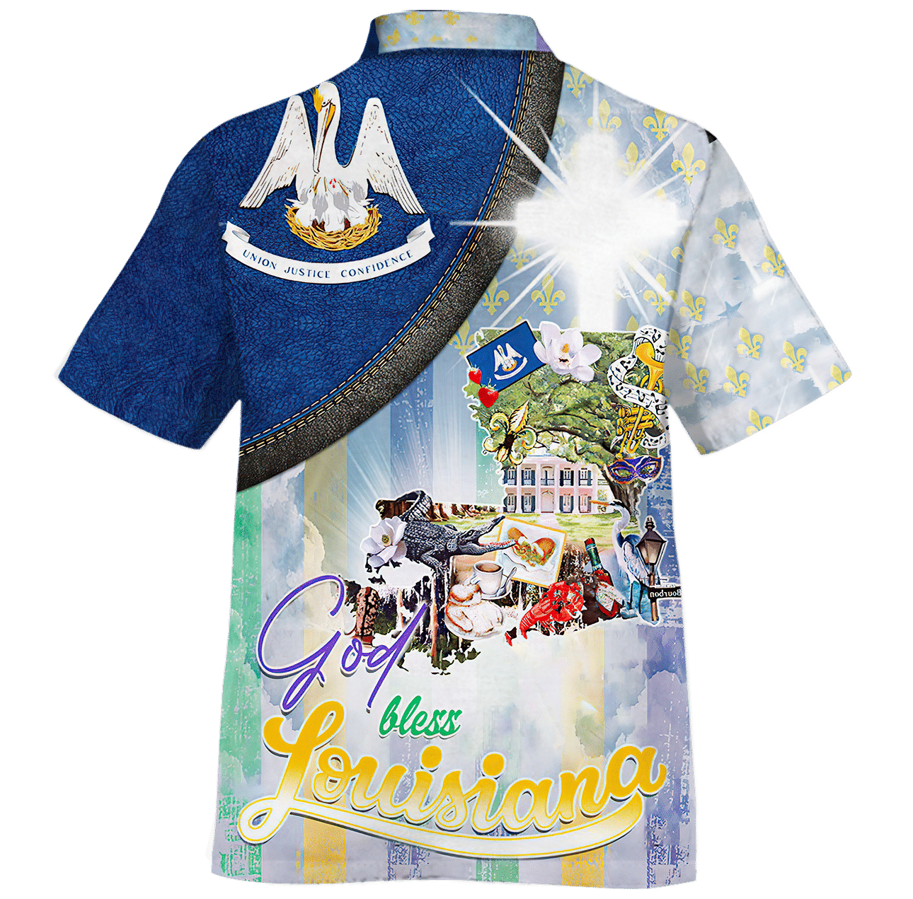 God Bless Louisiana Bright Background Summer Vibes Hawaiian Shirt, Hawaiian Shirt Gift, Christmas Gift