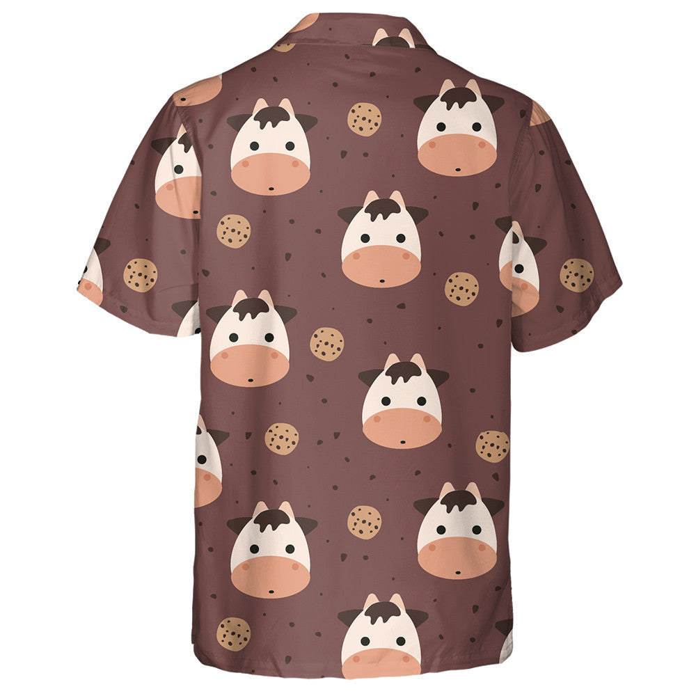 Cute Cartoon Cows And Chocolate Cookies Hawaiian Shirt,Hawaiian Shirt Gift, Christmas Gift