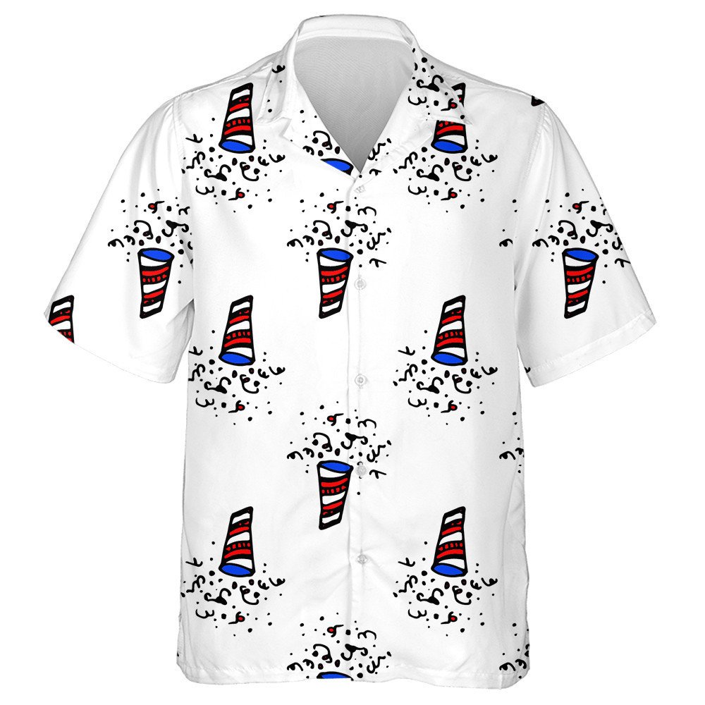 Hand Drawn Firecrackers In The Colors Of American Flag Hawaiian Shirt, Hawaiian Shirt Gift, Christmas Gift