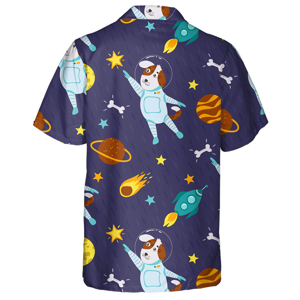 Cartoon Cute Dog Flies In Space Isolated Background Hawaiian Shirt, Hawaiian Shirt Gift, Christmas Gift