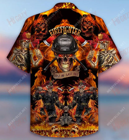 Firefighter First In Last Out Short Hawaiian Shirt Hobbies Hawaiian T Shirts Tactical Hawaiian Shirt Hawaiian Shirts For Men, Hawaiian Shirt Gift, Christmas Gift