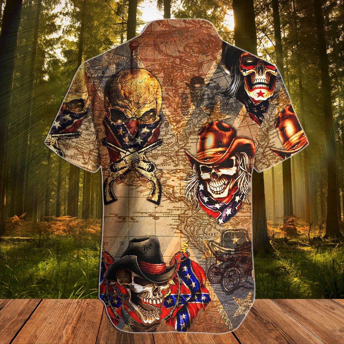 Southern Skull Cowboys Rebel Hawaiian shirt, Hawaiian Shirt Gift, Christmas Gift